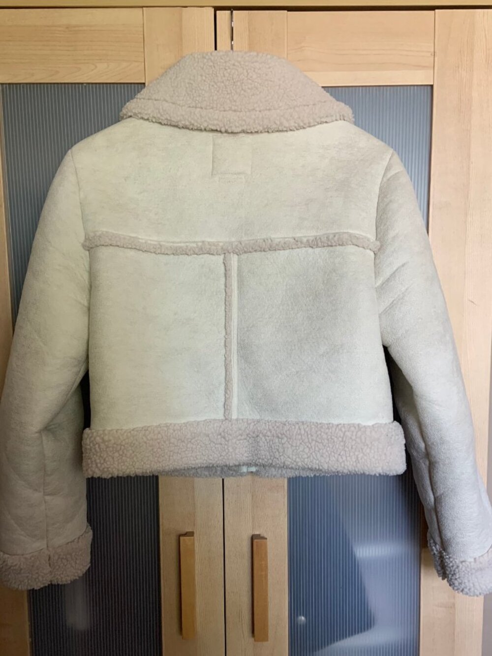 Abercrombie & Fitch Vegan Suede Shearling Jacket - Picture 3 of 4